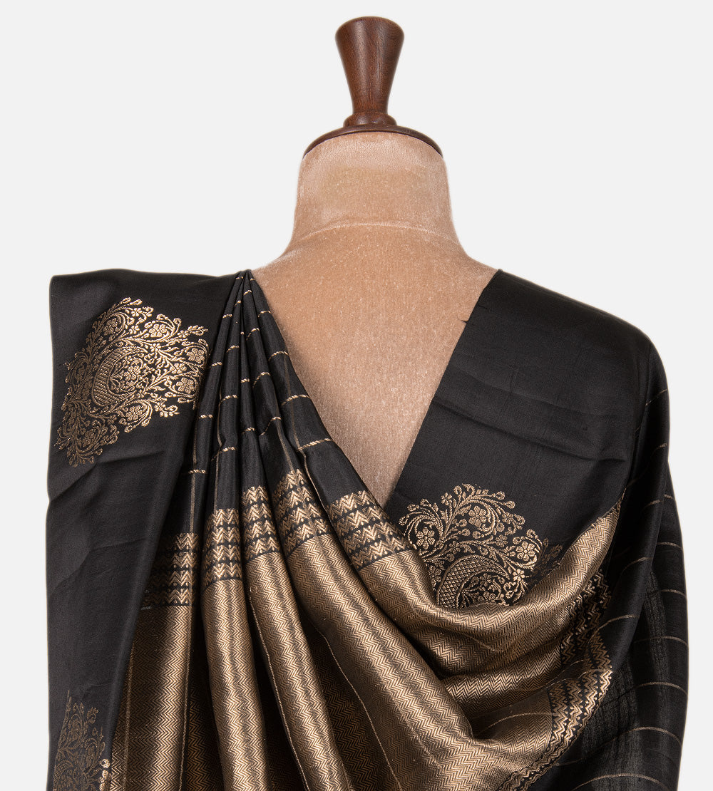 Black Banarasi Kattan Silk Saree