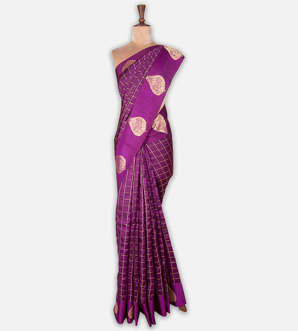 Purple Banarasi Kattan Silk Saree