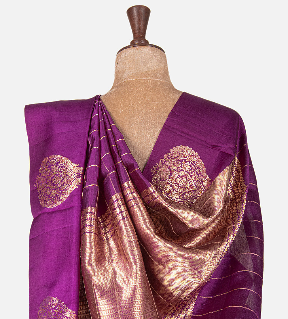 Purple Banarasi Kattan Silk Saree