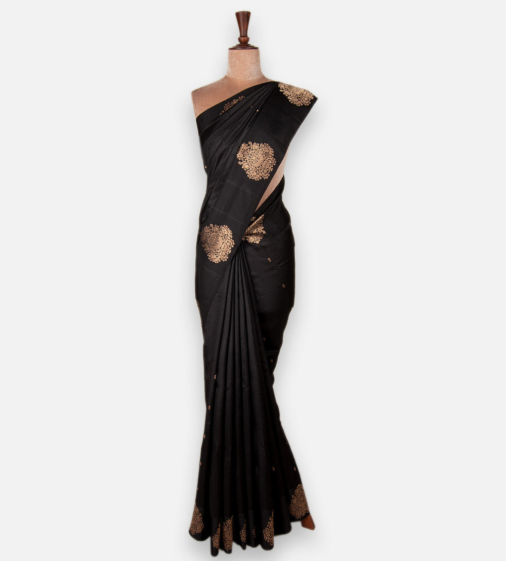 Black Banarasi Kattan Silk Saree