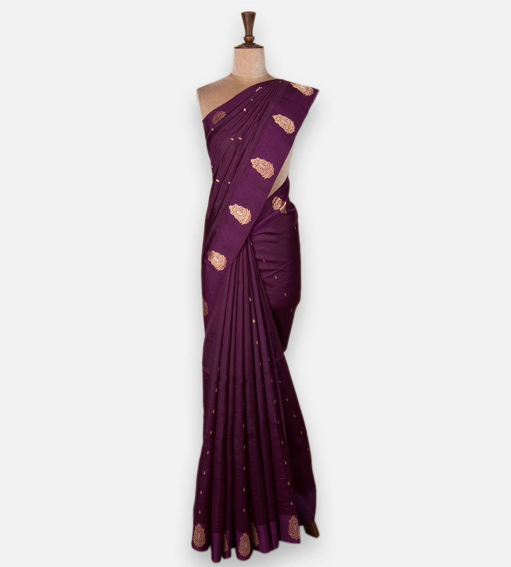 Purple Banarasi Kattan Silk Saree
