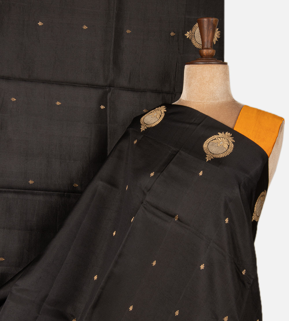 Black Banarasi Kattan Silk Saree