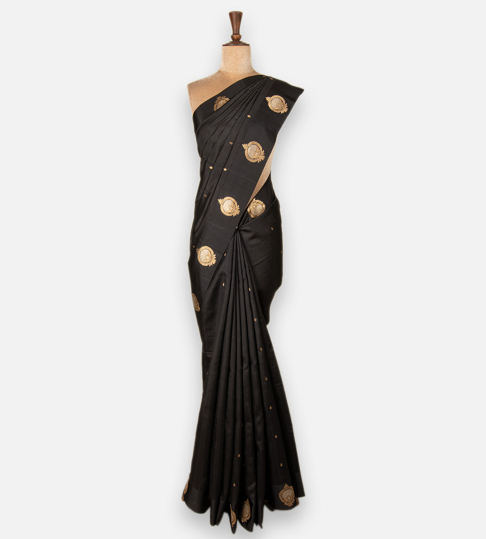 Black Banarasi Kattan Silk Saree
