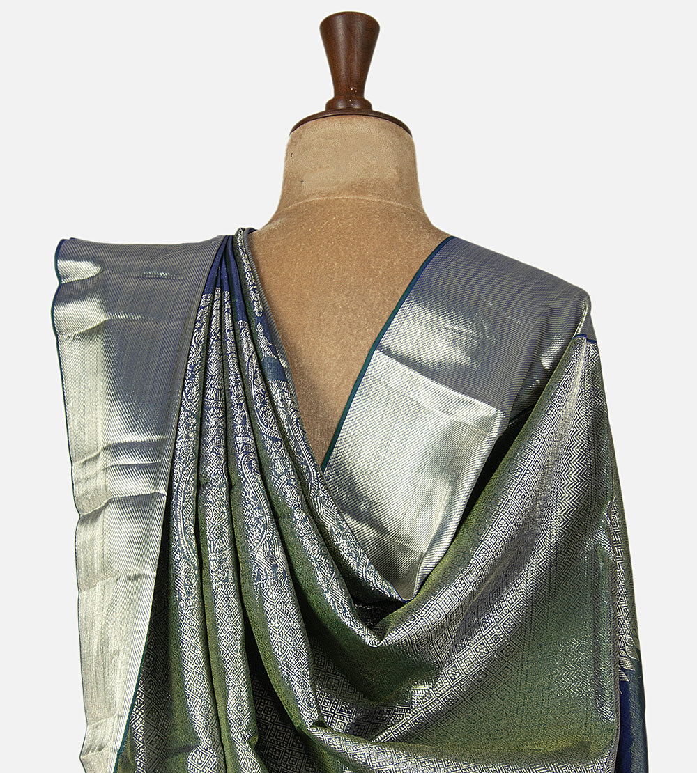 Peacock Blue Kanchipuram Silk Saree