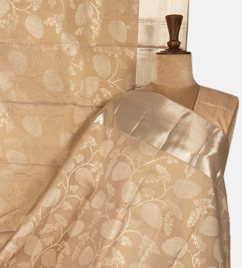 Beige Kanchipuram Silk Saree