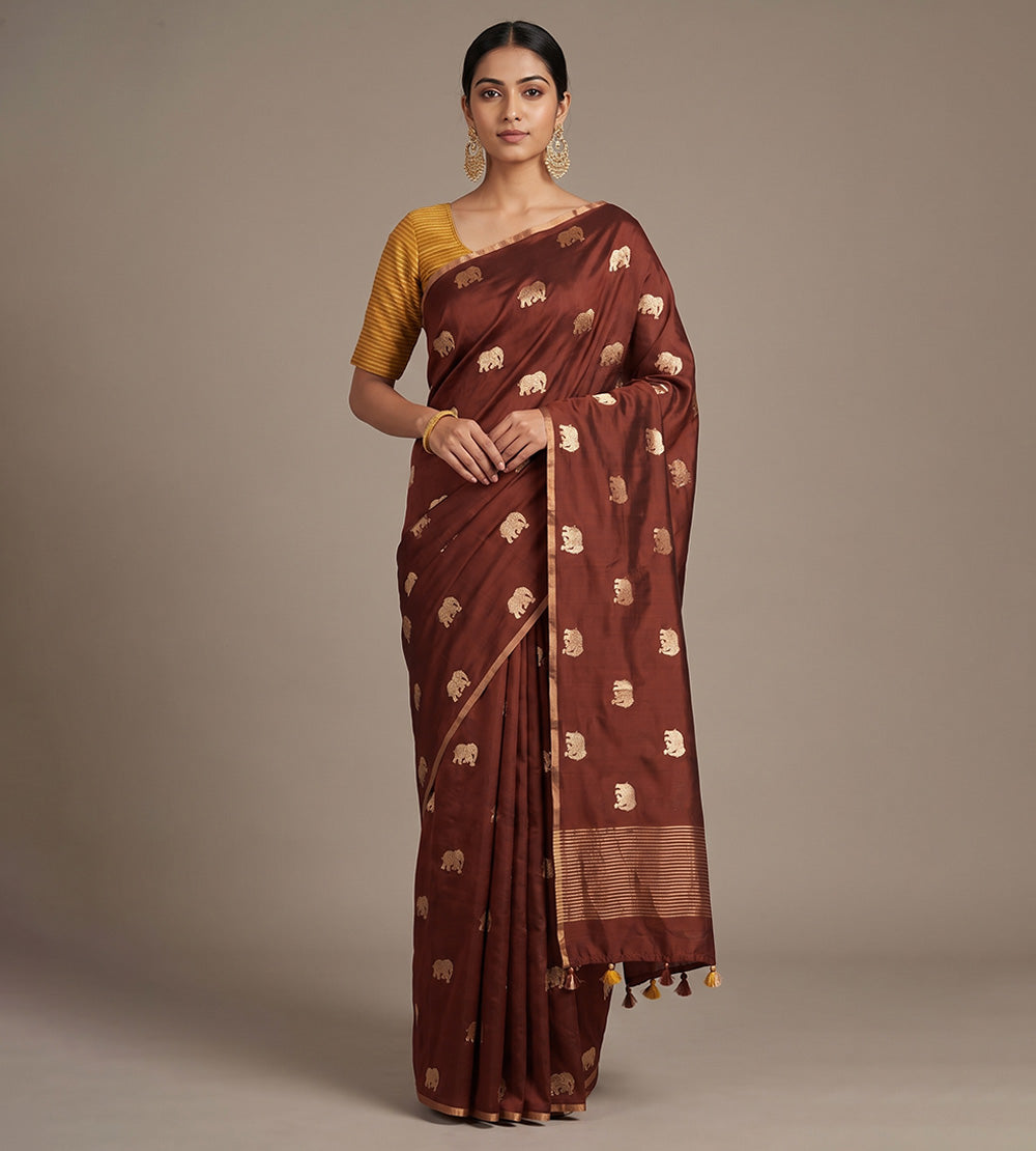 Light Brown Chaniya Silk Saree