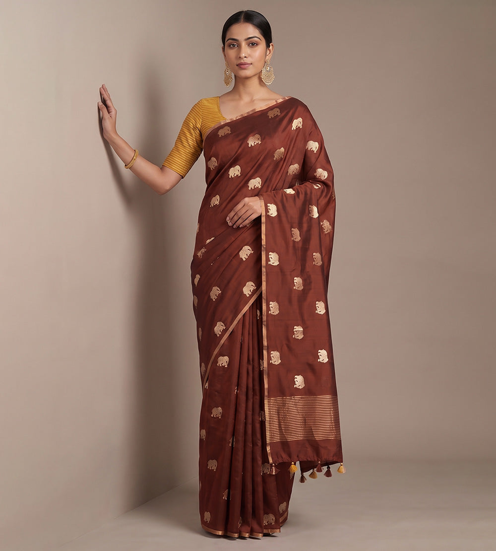 Light Brown Chaniya Silk Saree
