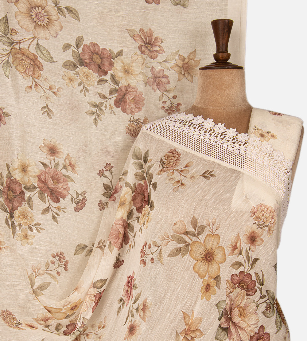 Off-White Linen Saree