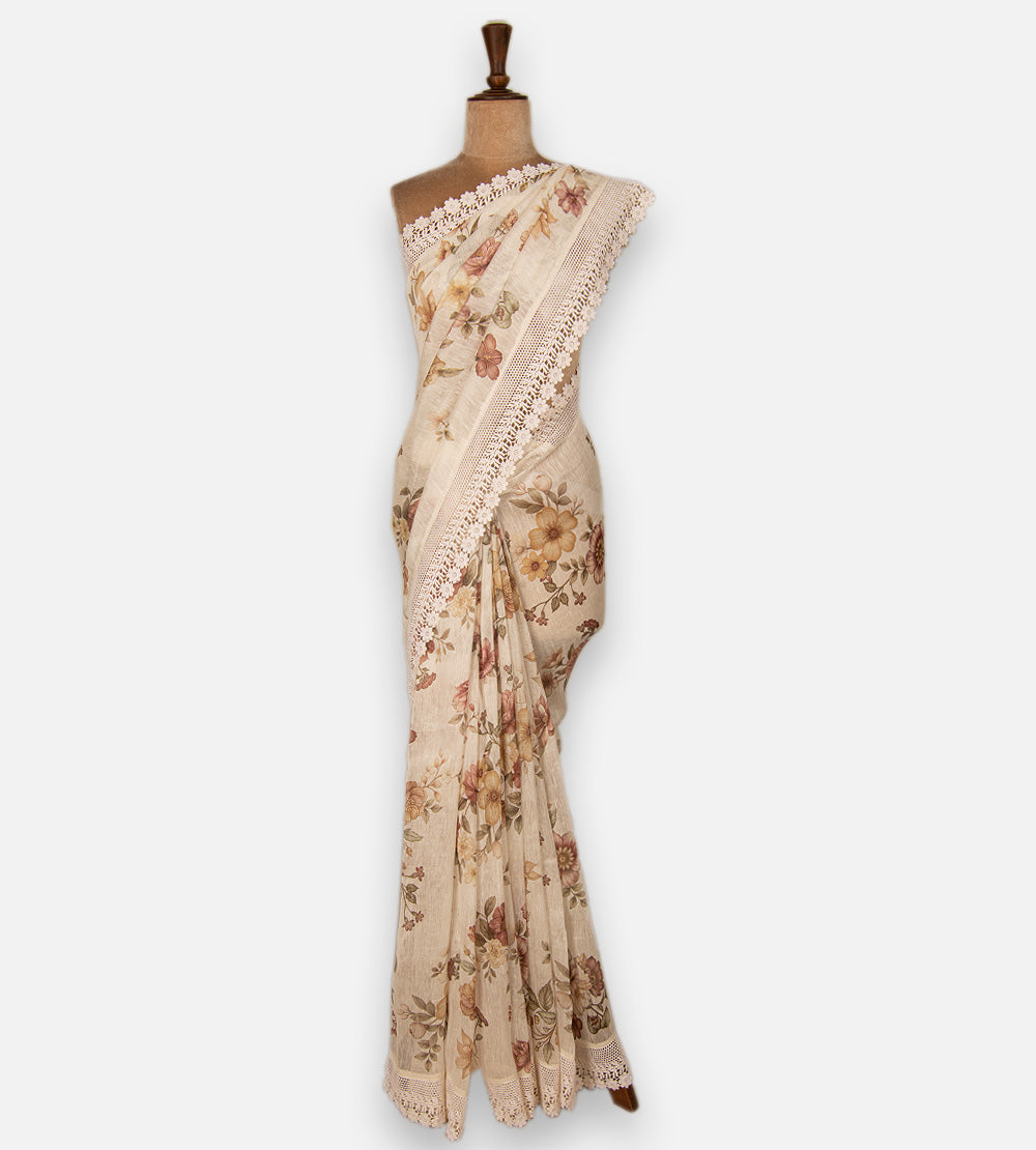 Off-White Linen Saree