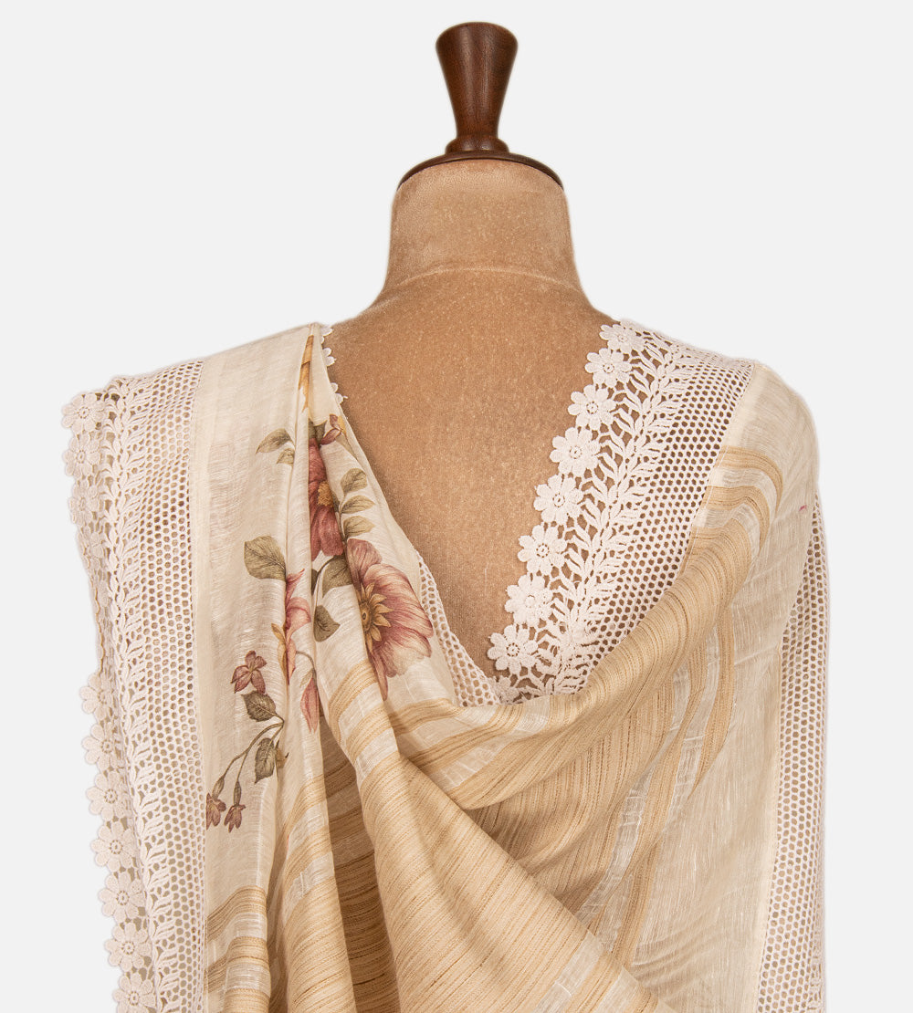 Off-White Linen Saree