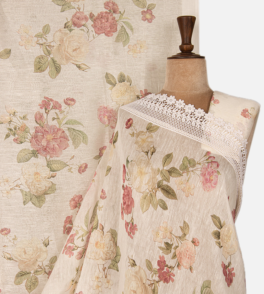 Off-White Linen Saree