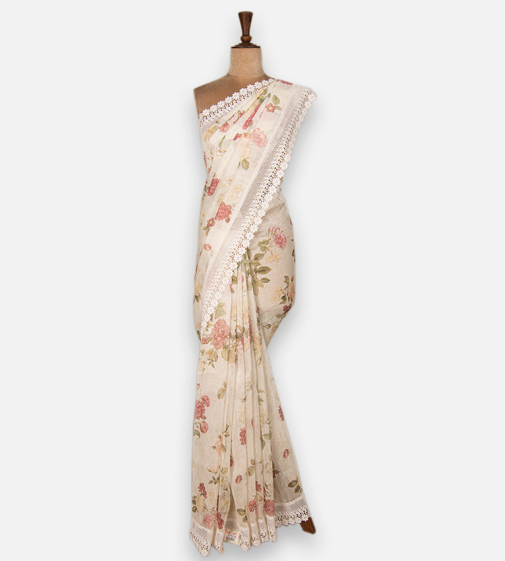 Off-White Linen Saree