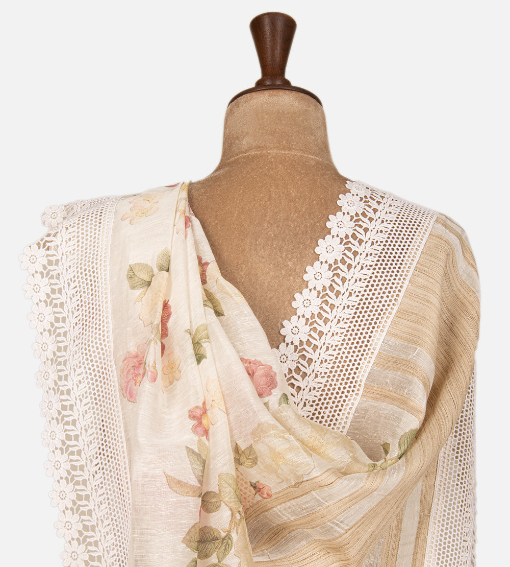 Off-White Linen Saree