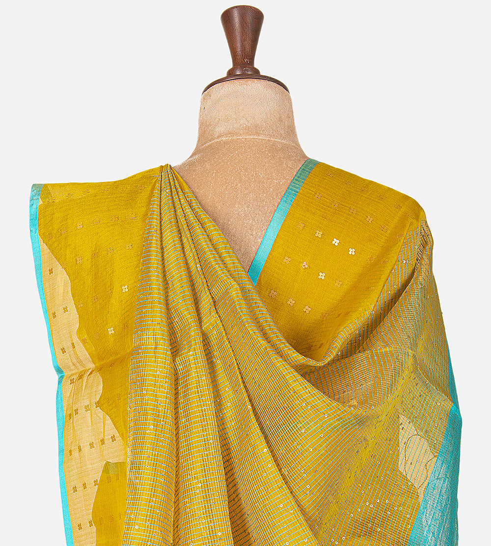 Gold Colour Bailou Tussar Saree