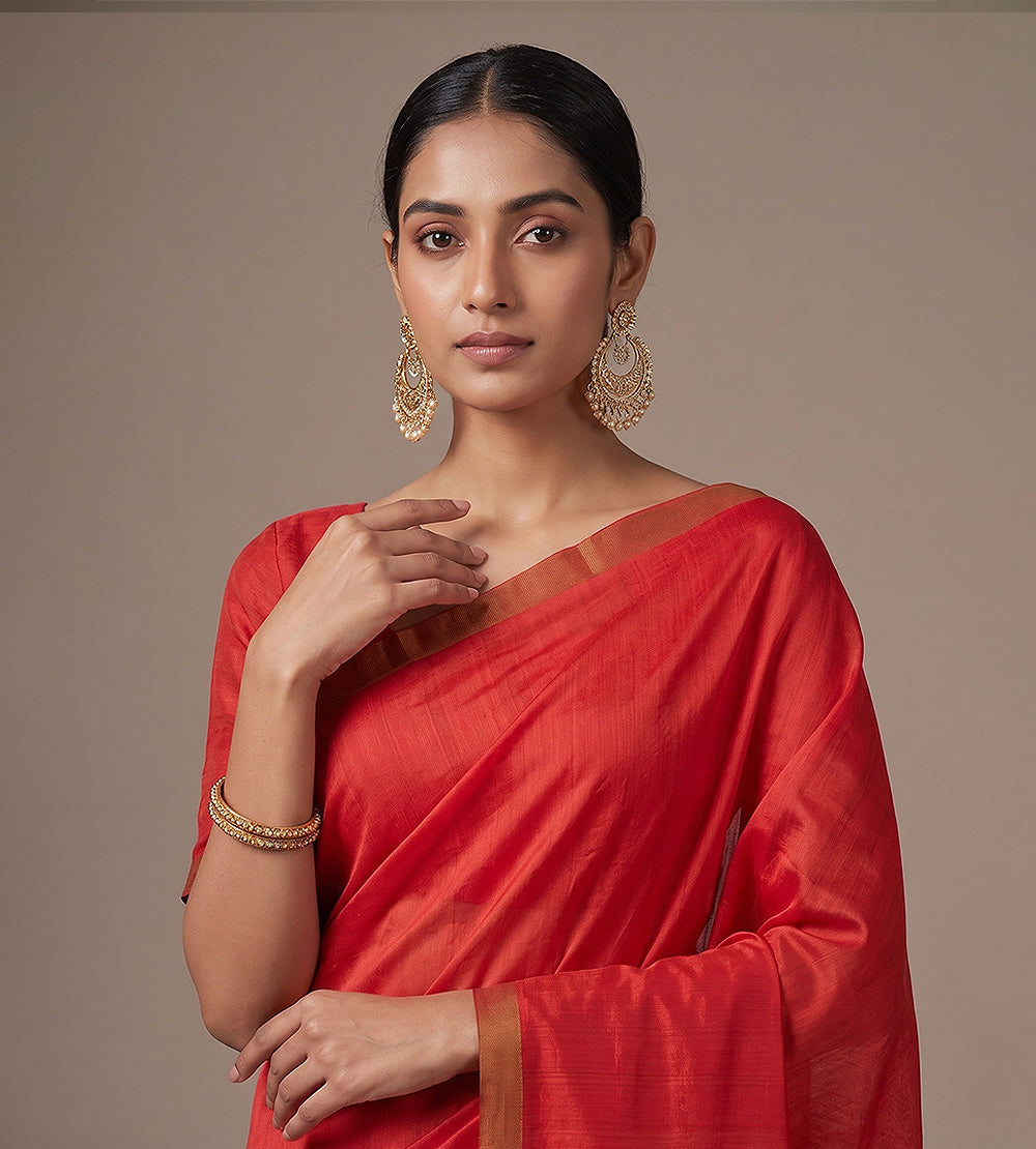 Red Bailou Tussar Saree