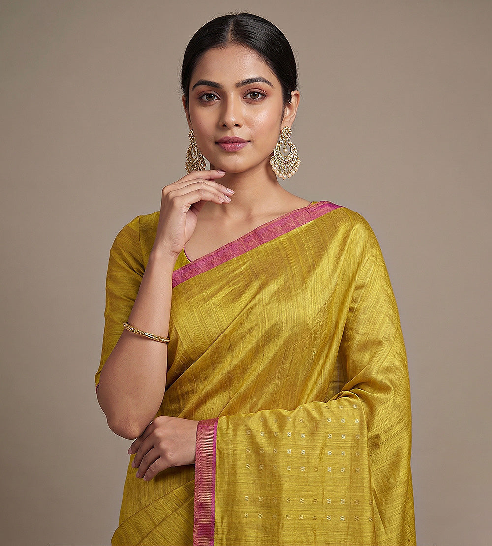 Gold Colour Bailou Tussar Saree