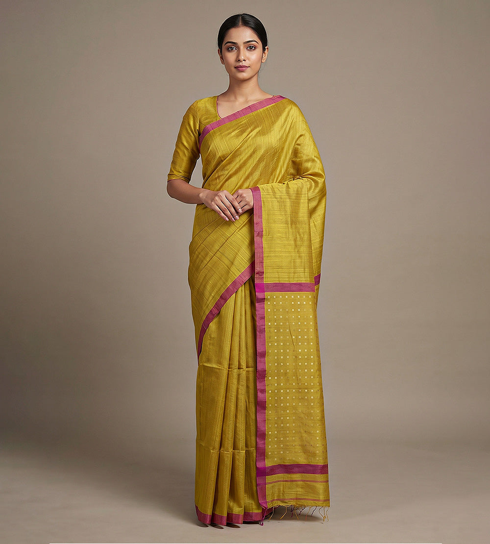 Gold Colour Bailou Tussar Saree