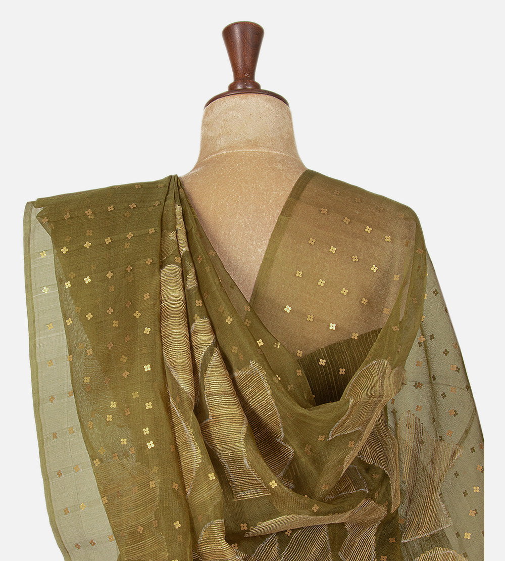 Green Bailou Tussar Saree