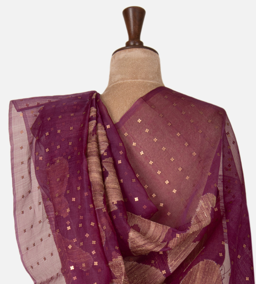 Pink Tussar Organza Saree