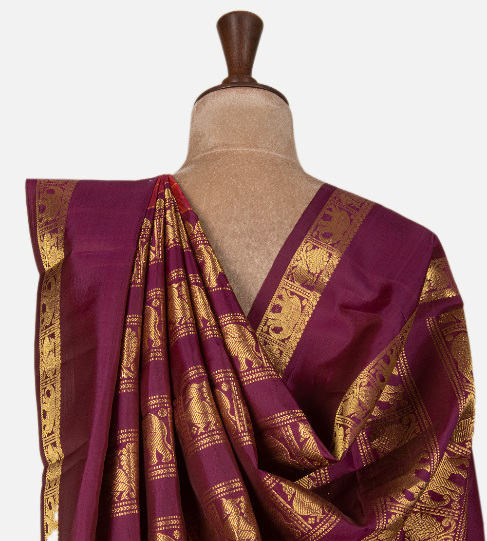 Pinkish Orange Kanchipuram Silk Saree