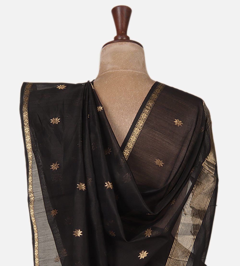 Black Maheshwari Cotton Saree