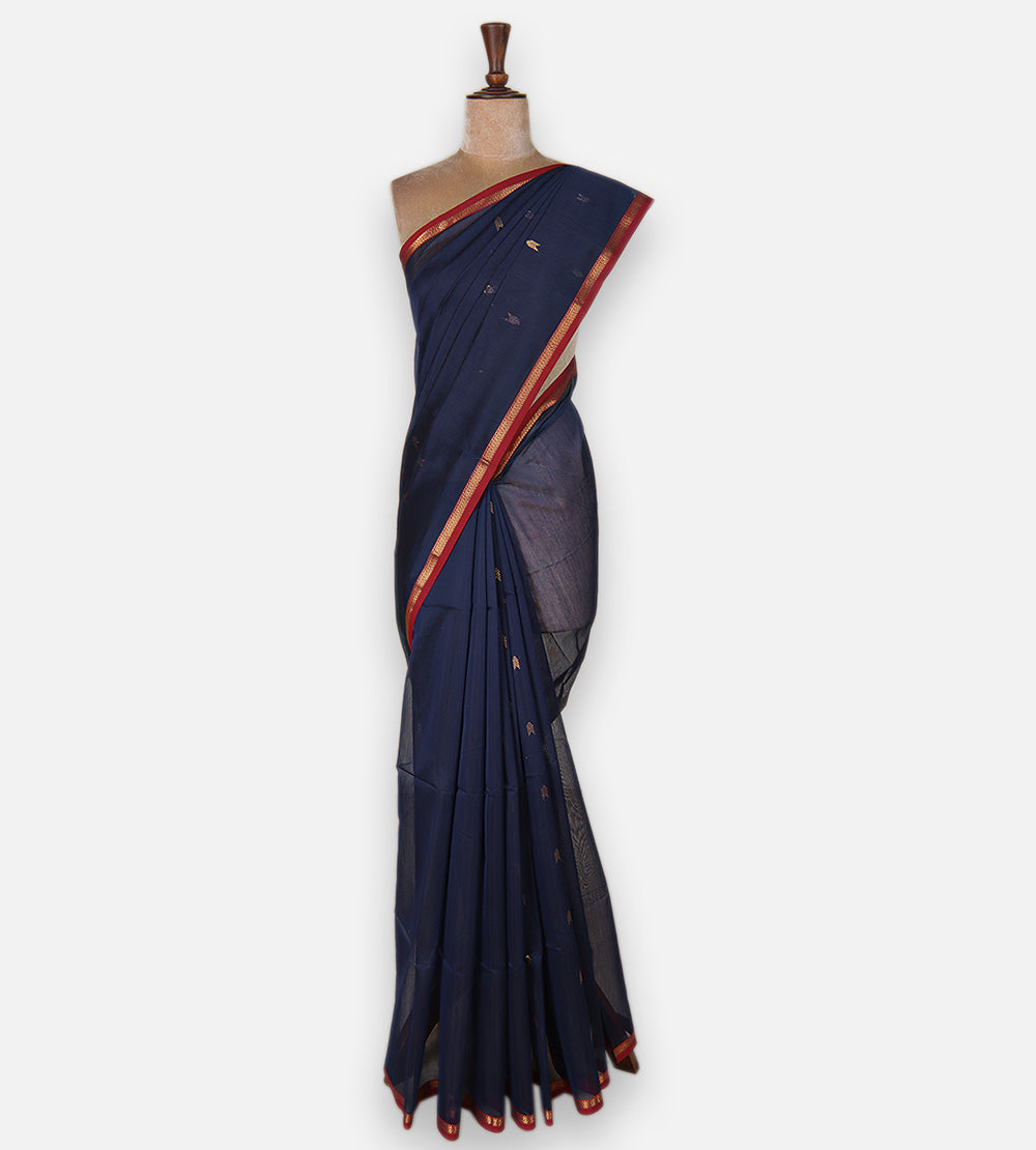 Blue Maheshwari Cotton Saree