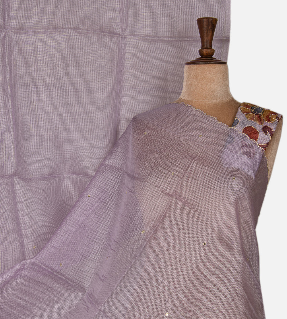 Dusty Lavender Kota Silk Saree