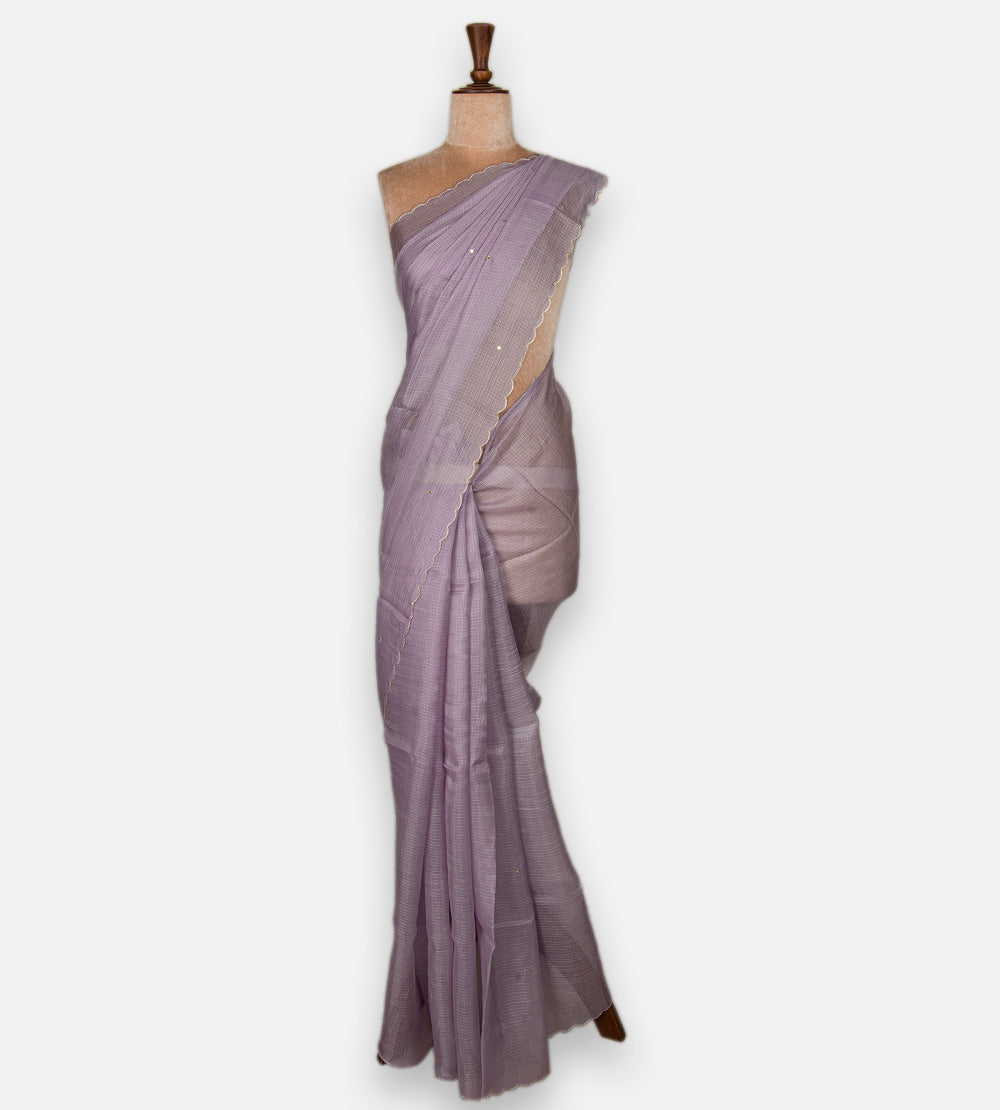 Dusty Lavender Kota Silk Saree