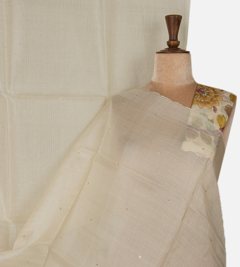 Off-White Kota Silk Saree