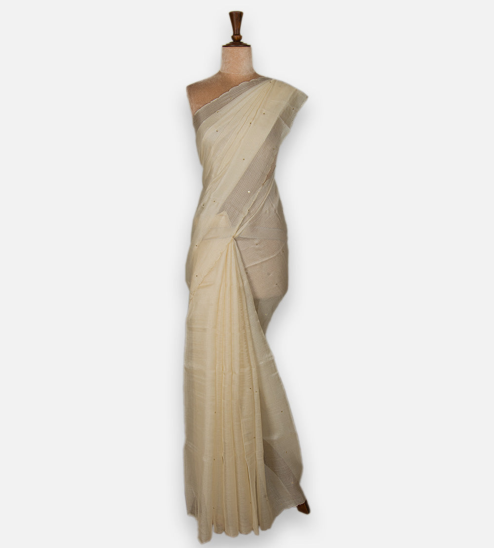 Off-White Kota Silk Saree