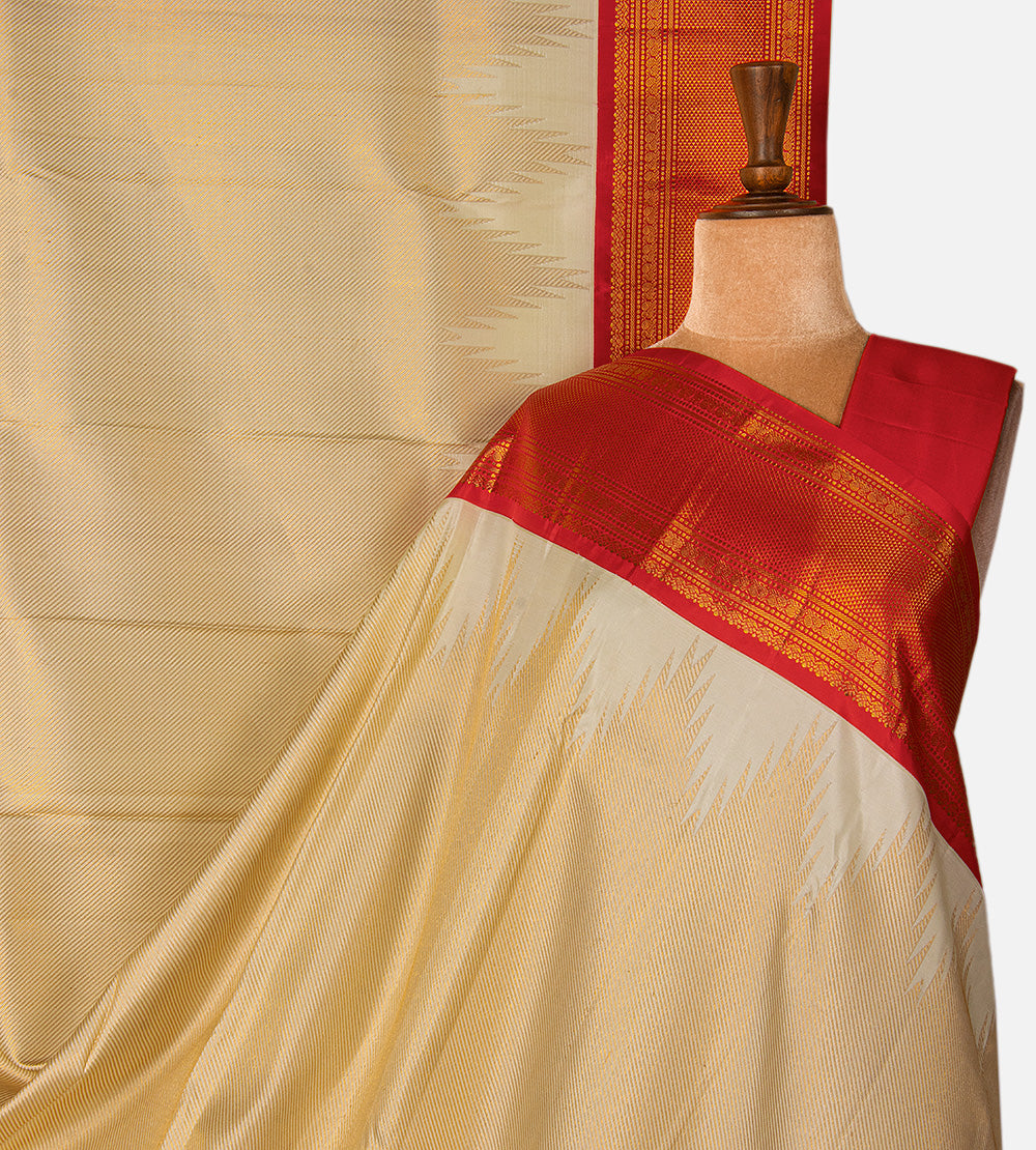 Light Yellow Kanchipuram Silk Saree