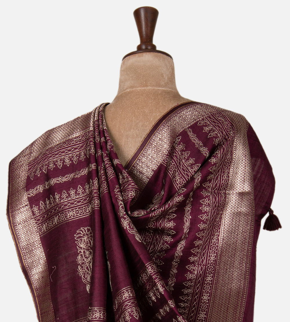 Rose Gold Tussar Organza Saree