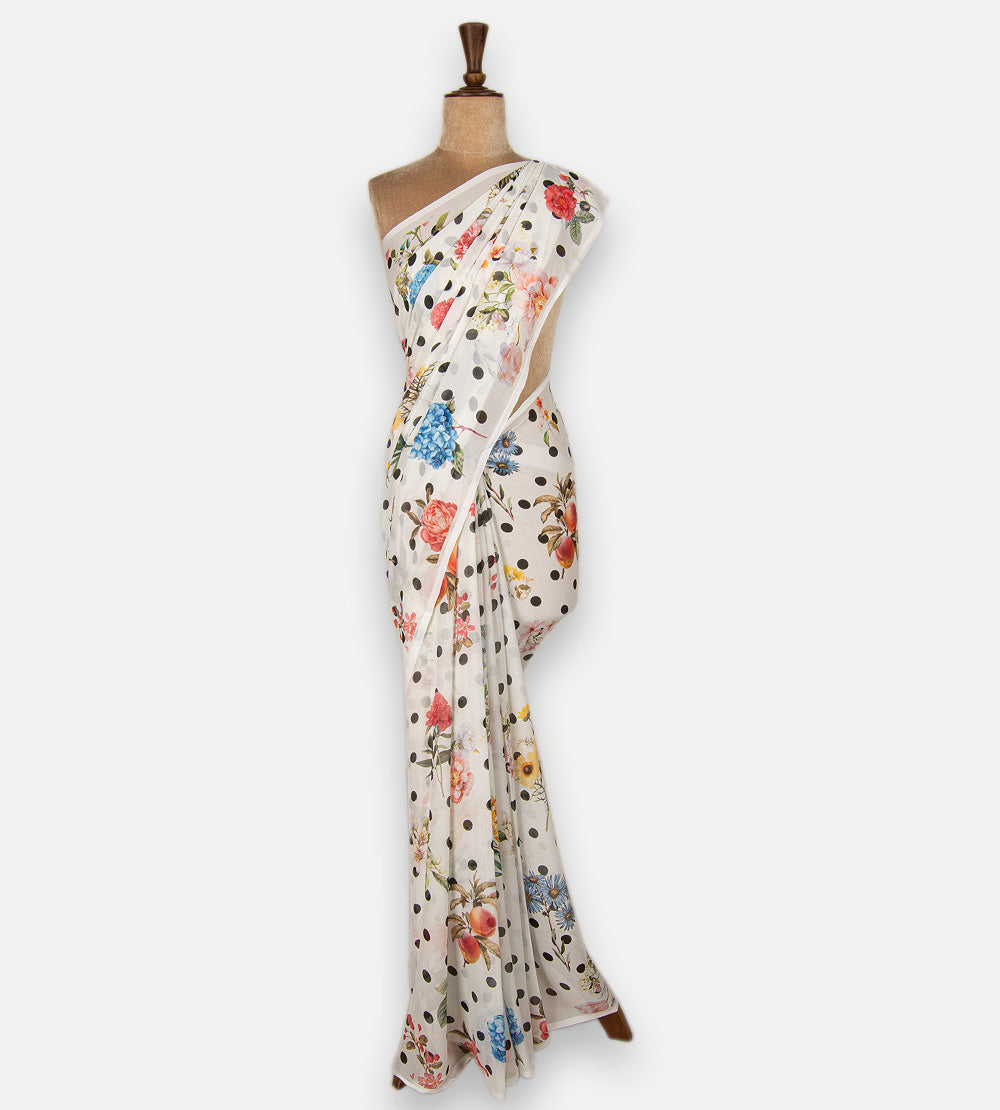 Off-White Chiffon Saree