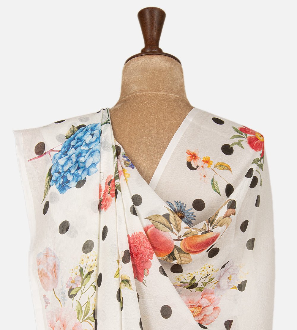 Off-White Chiffon Saree
