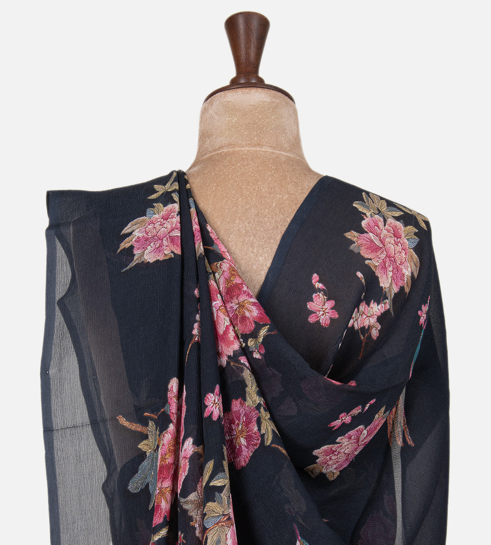 Blue Chiffon Saree