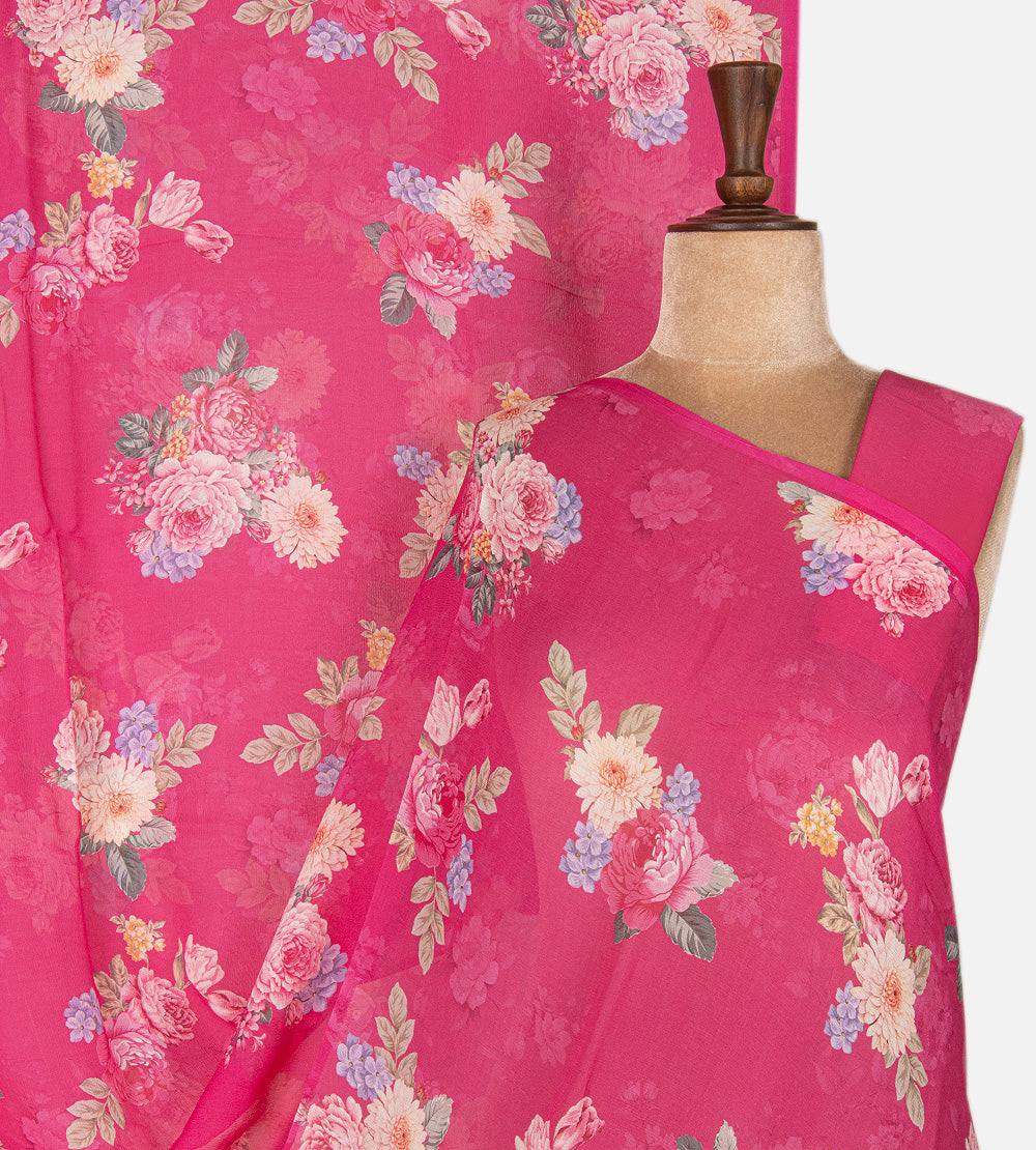 Pink Chiffon Saree