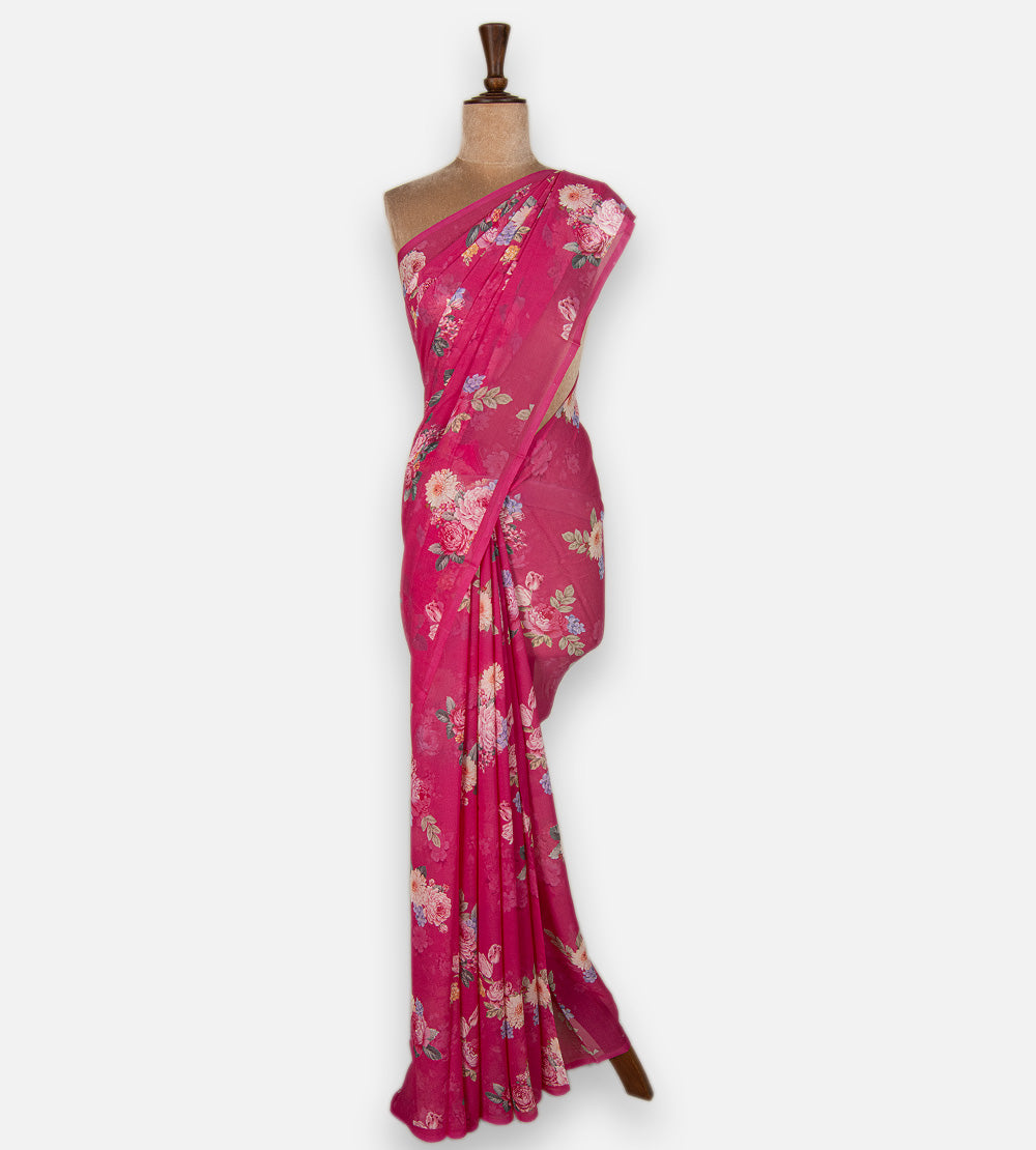Pink Chiffon Saree