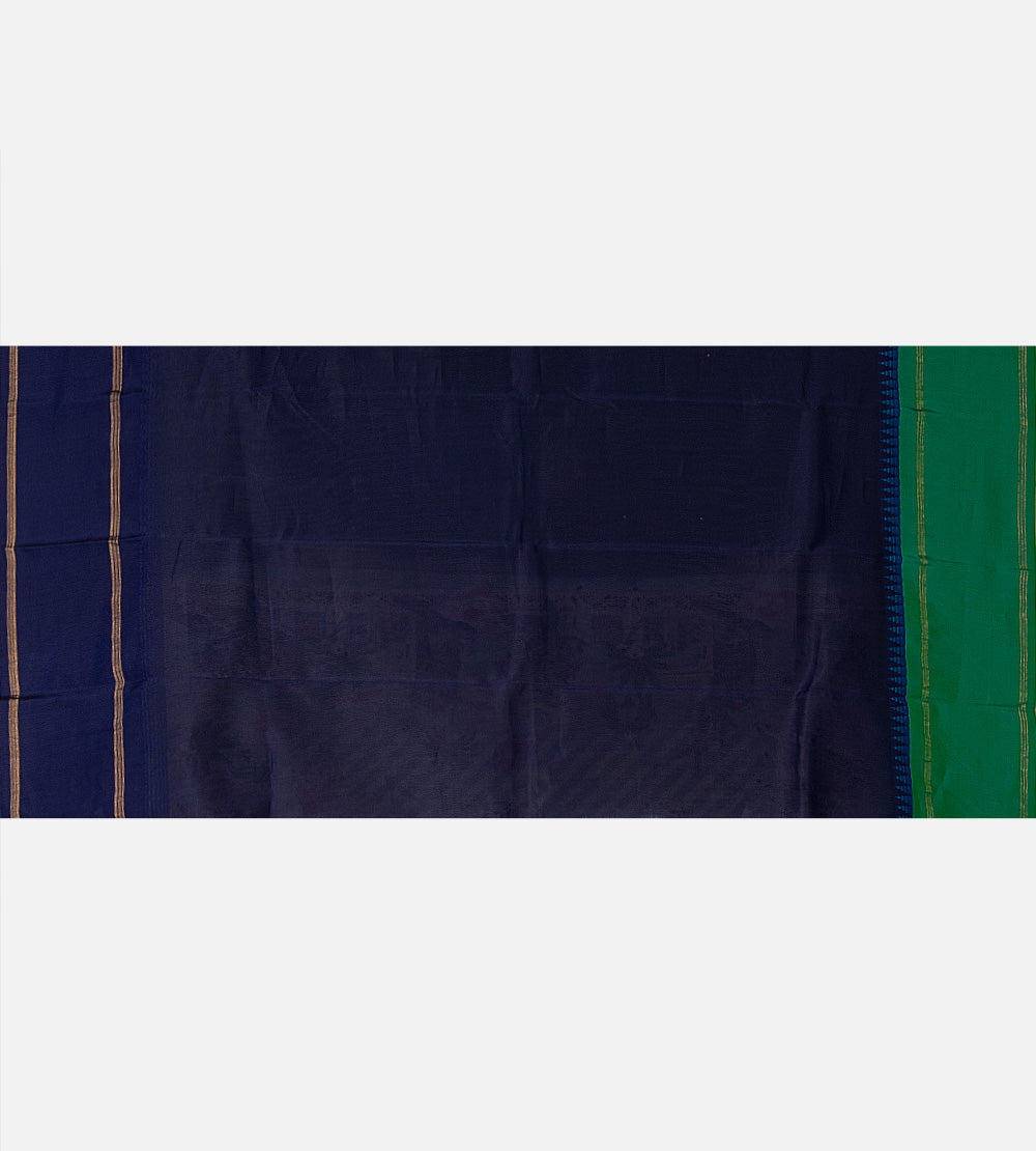 Off-White and Green Soft Silk Saree