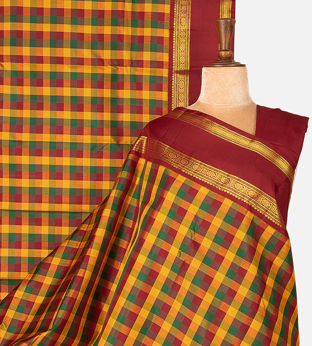 Multicolour Kanchipuram Silk Saree