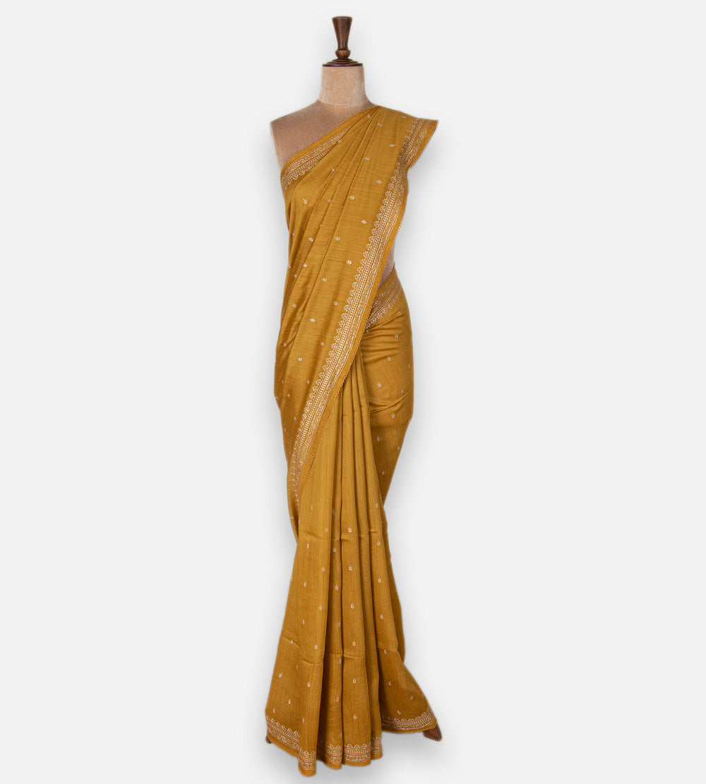 Yellow Tussar Saree
