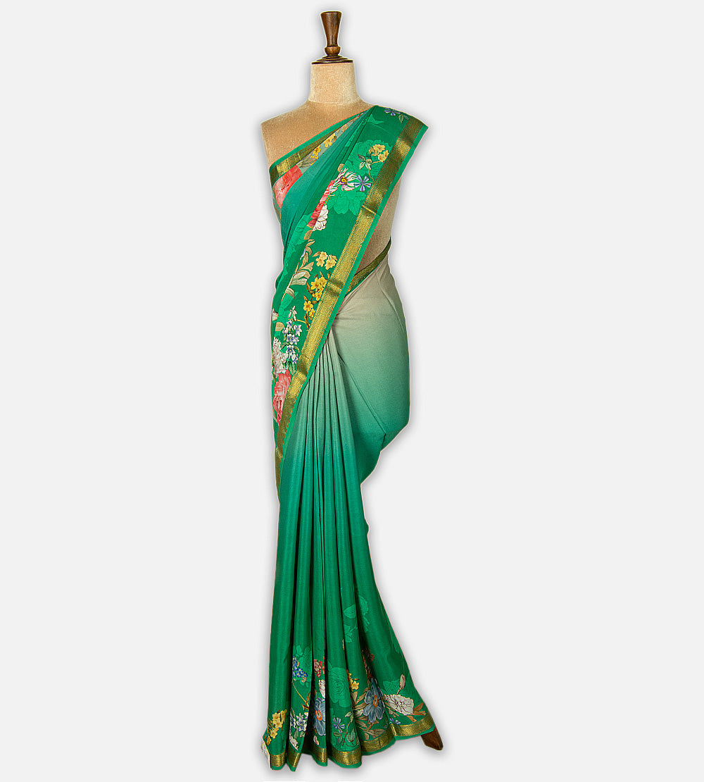 Multicolour Mysore Crepe Printed  Saree