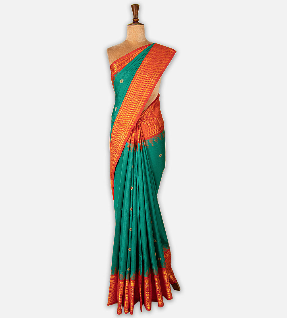 Teal Green Kanchipuram Silk Saree