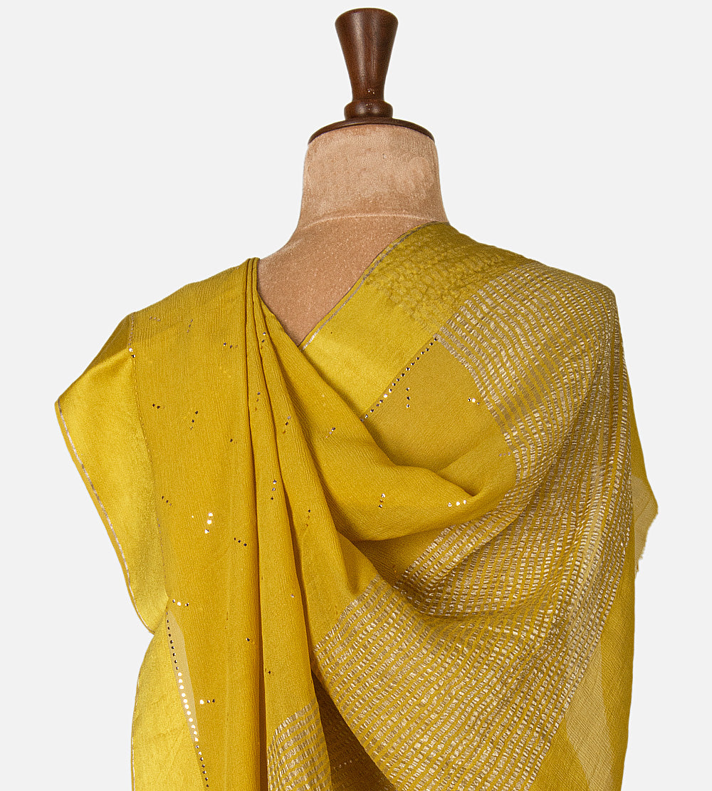 Gold Colour Chiffon Saree