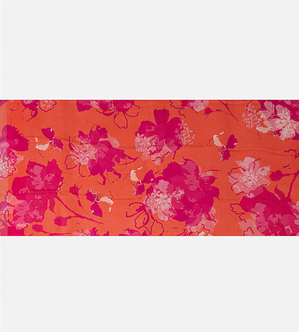 Deep Coral Chiffon Saree
