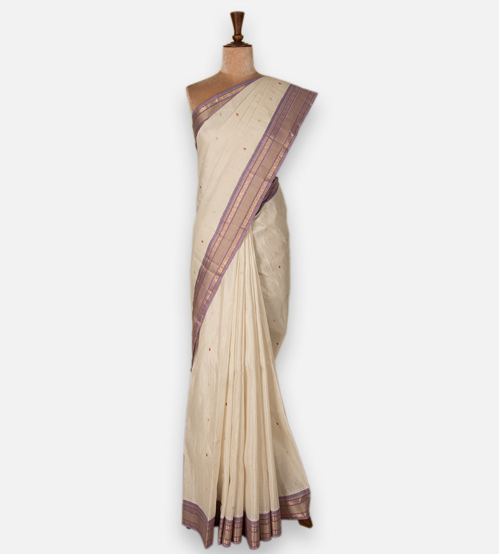 Off-White Kanchipuram Silk Saree
