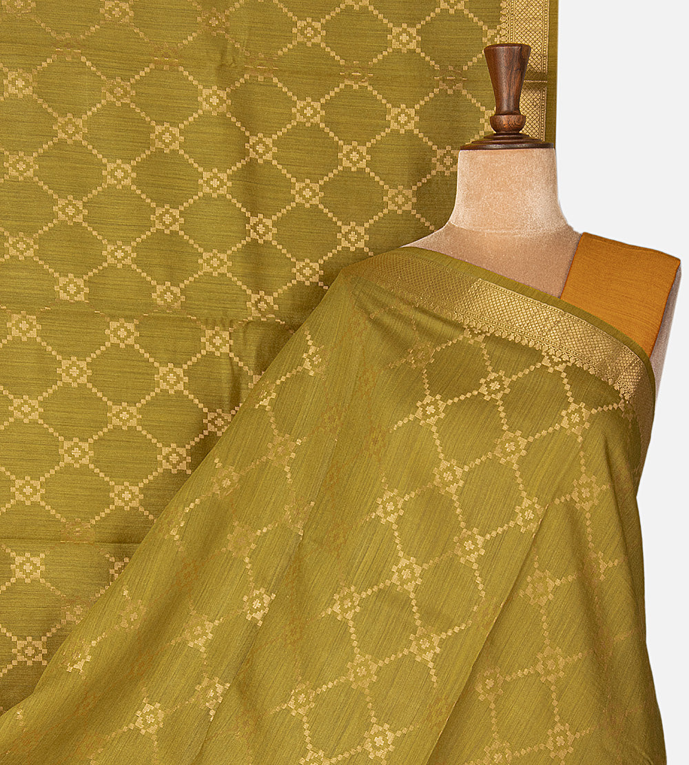 Muted Olive Green Moonga Tussar Saree