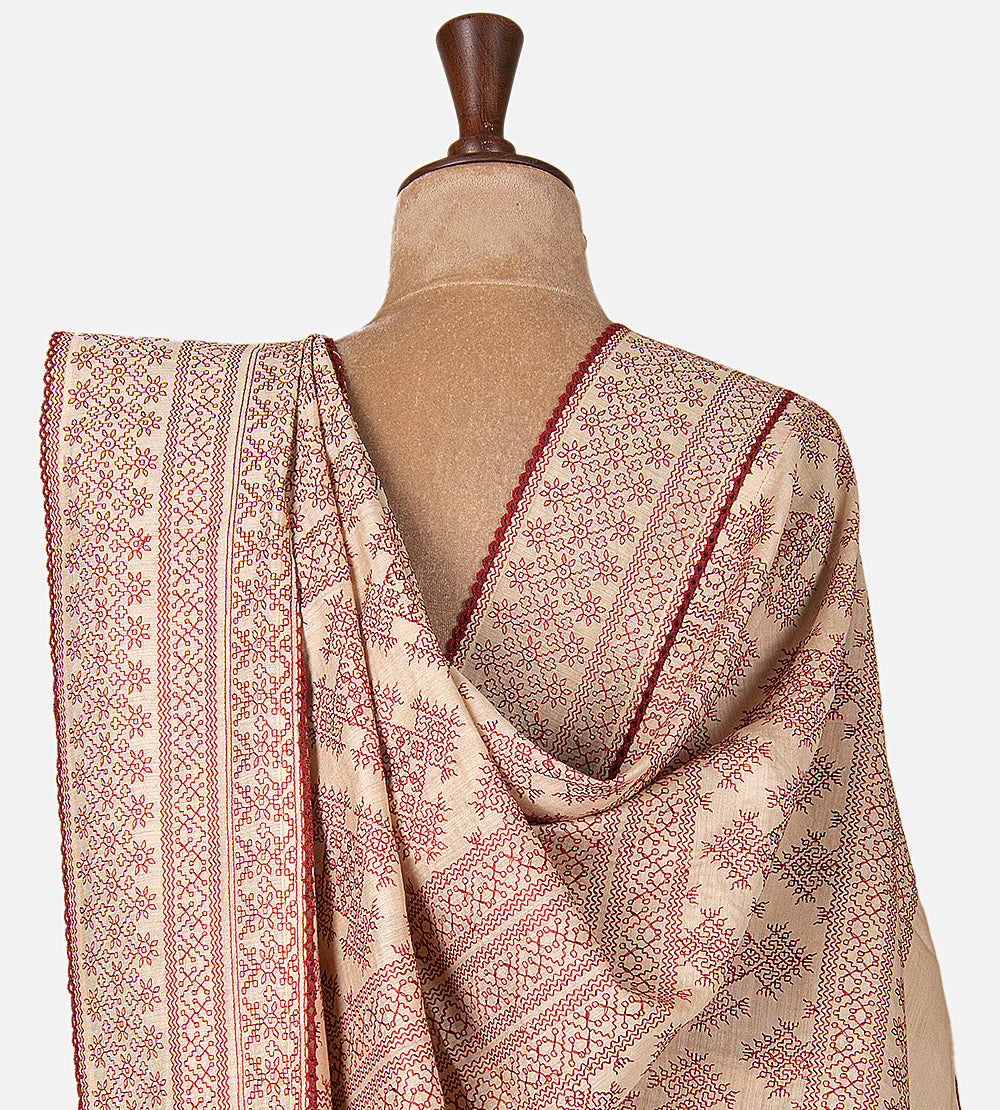 Yellow Tussar Organza Saree