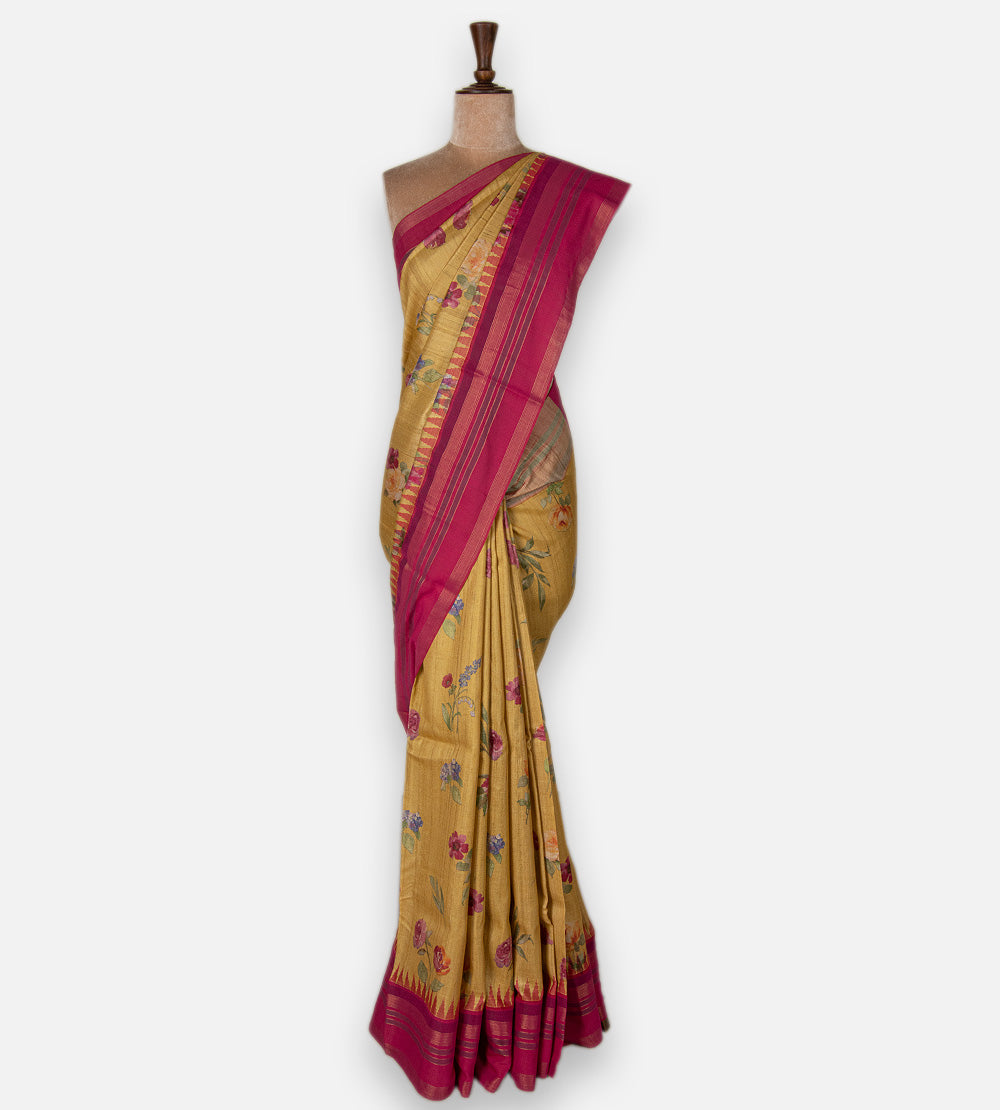 Yellow Tussar Saree