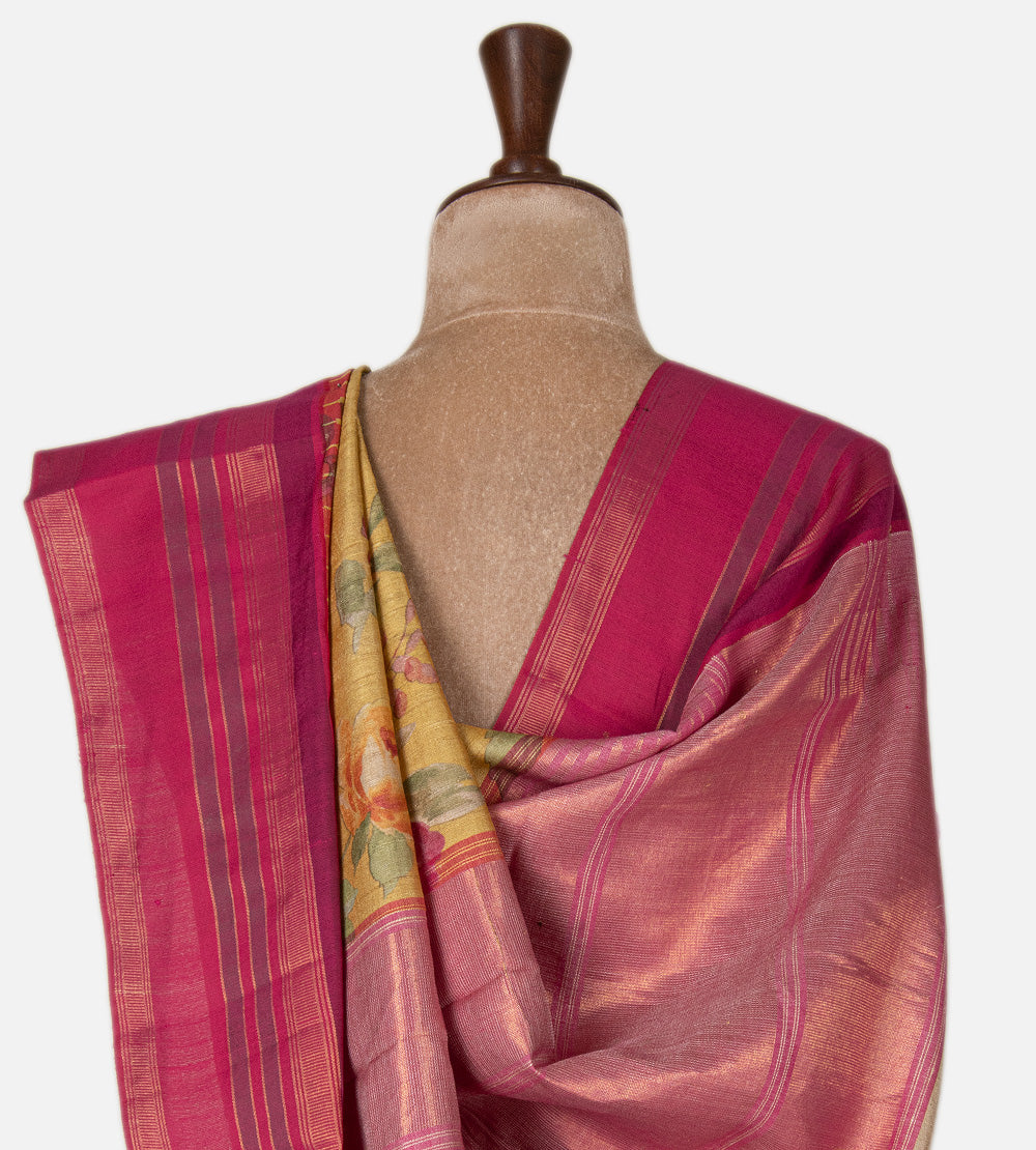 Yellow Tussar Saree