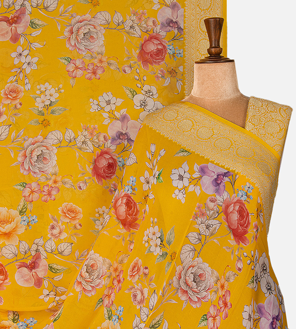 Yellow Georgette Saree